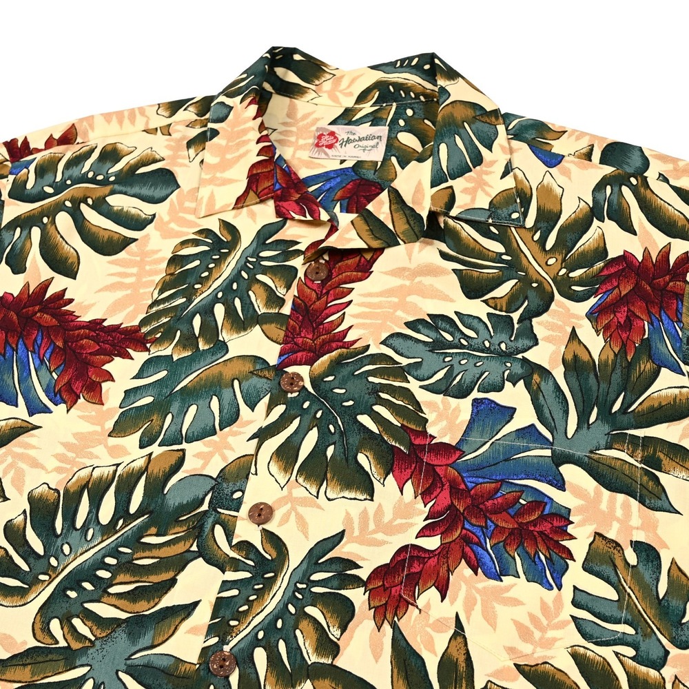 Vintage Hilo Hattie Mens Large Hawaiian Shirt 100% Rayon Floral Resort USA Made